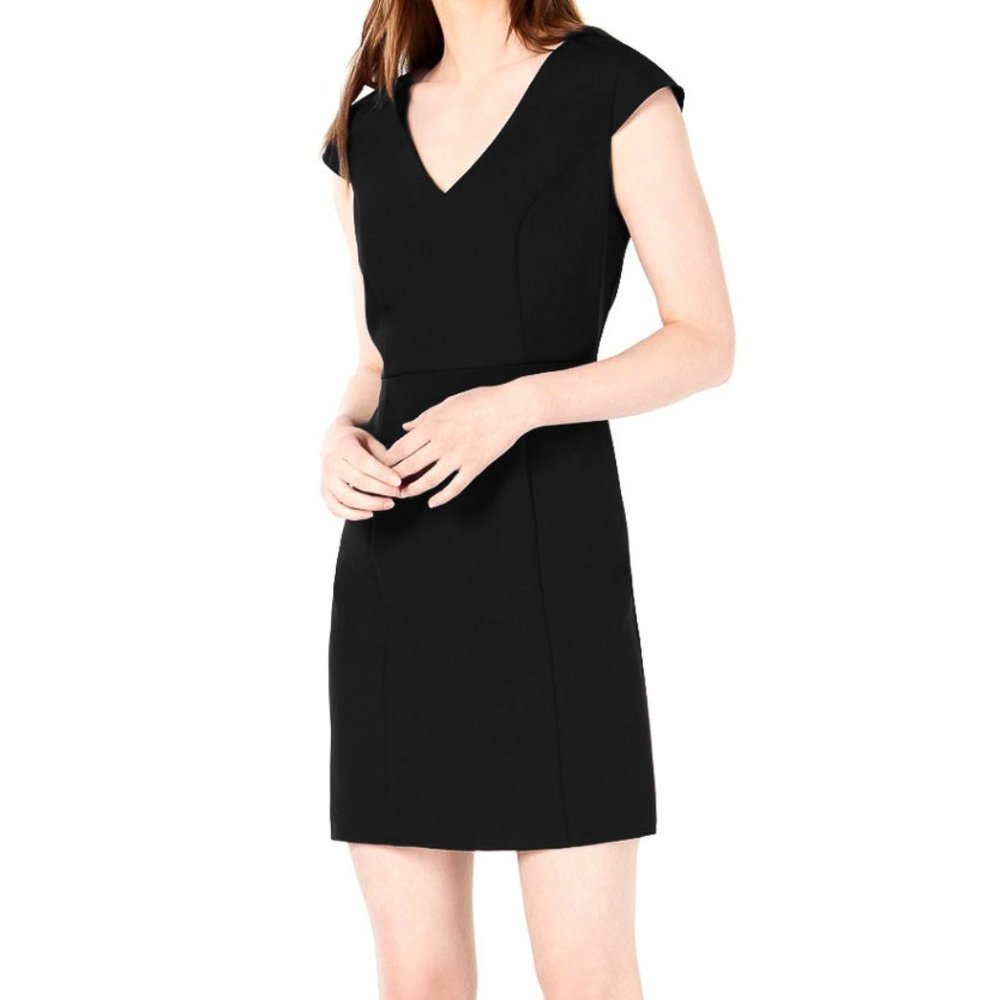 Bar III V-Neck Bodycon Fitted Short Mini Dress LBD in Black Women's Size XS